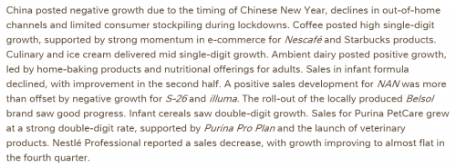 快讯 | 雀巢中国区去年婴儿谷类食品双位数增长，但惠氏S-26和启赋奶粉下滑